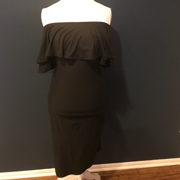 Black Off the Shoulder Ruffle Dress - Picture 4 of 4